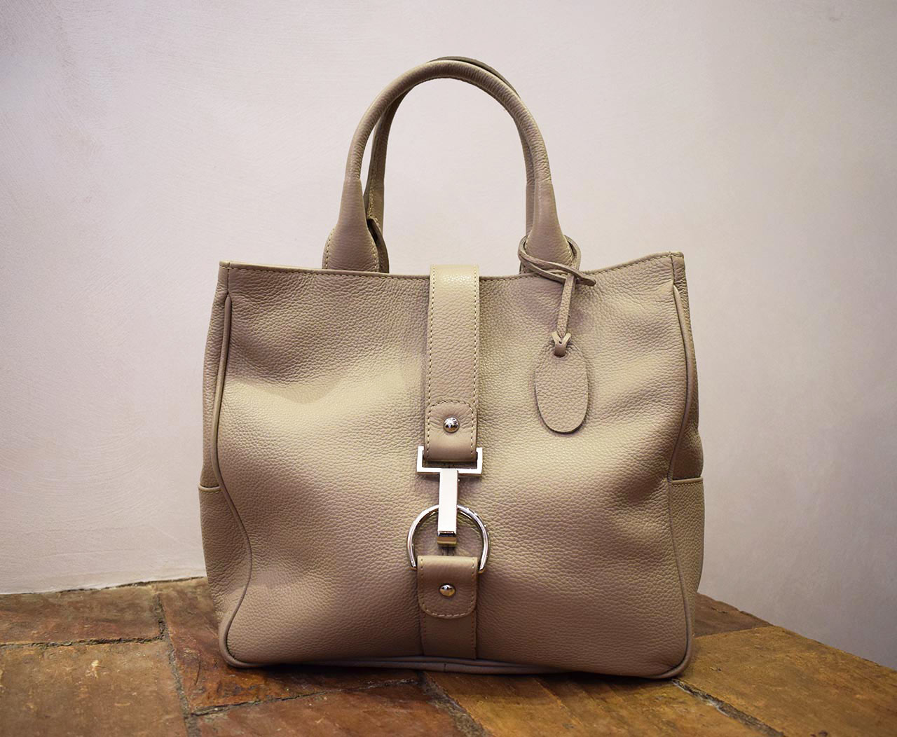 Handmade leather purse - Victoria - Taupe