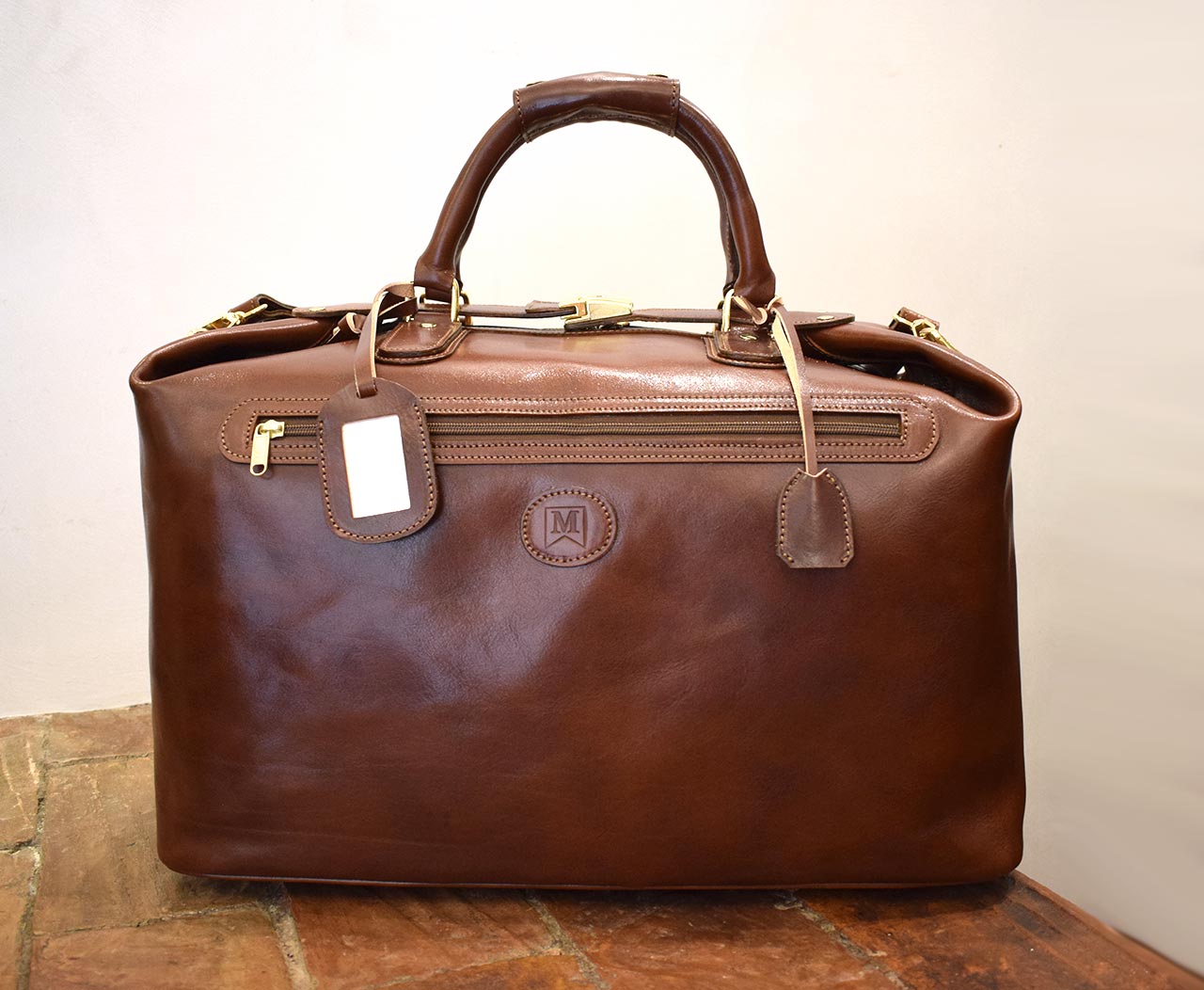 Leather Cube, italian handmade leather travel bag - Mancini Leather Since 1918