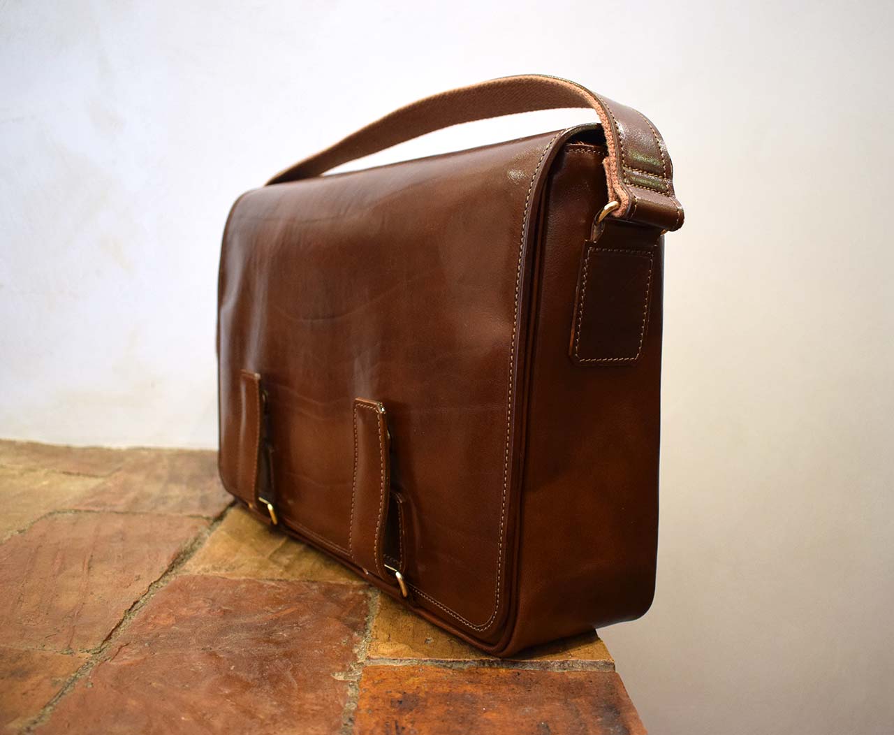 Securitas, Italian leather handmade briefcase by Mancini Leather Since 1918