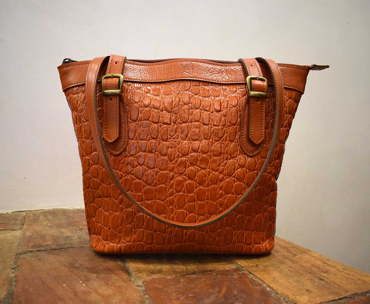 Flora Croc, Italian leather handmade purse by Mancini Leather Since 1918