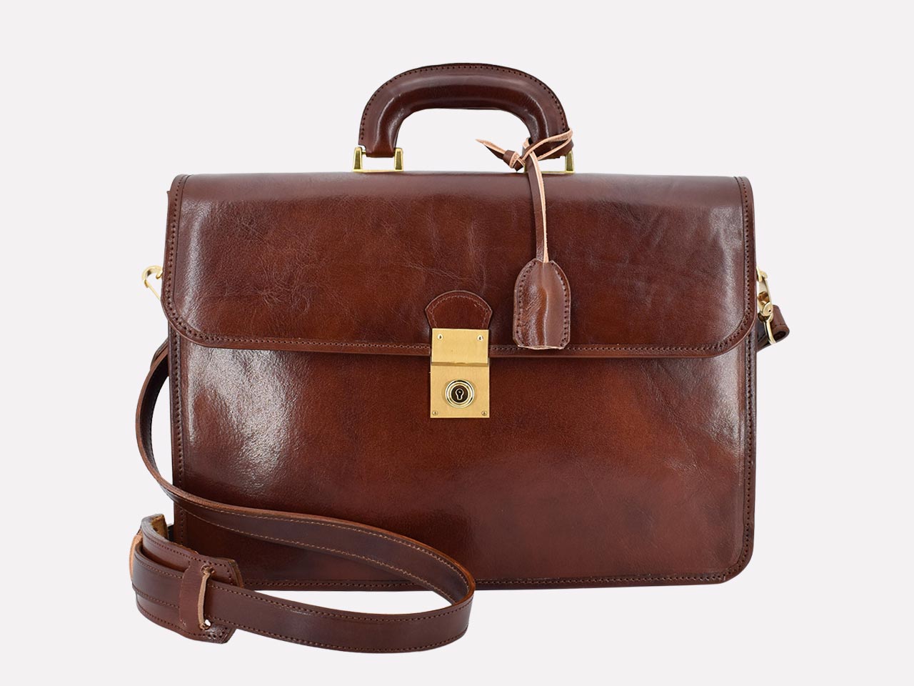 Veritas, Italian leather briefcase designed and handcrafted in Rome by Riccardo Mancini