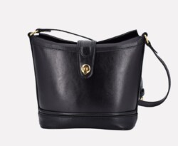 aurablack0 Aura, Italian leather "bucket" handbag designed and handcrafted in Rome by Riccardo Mancini