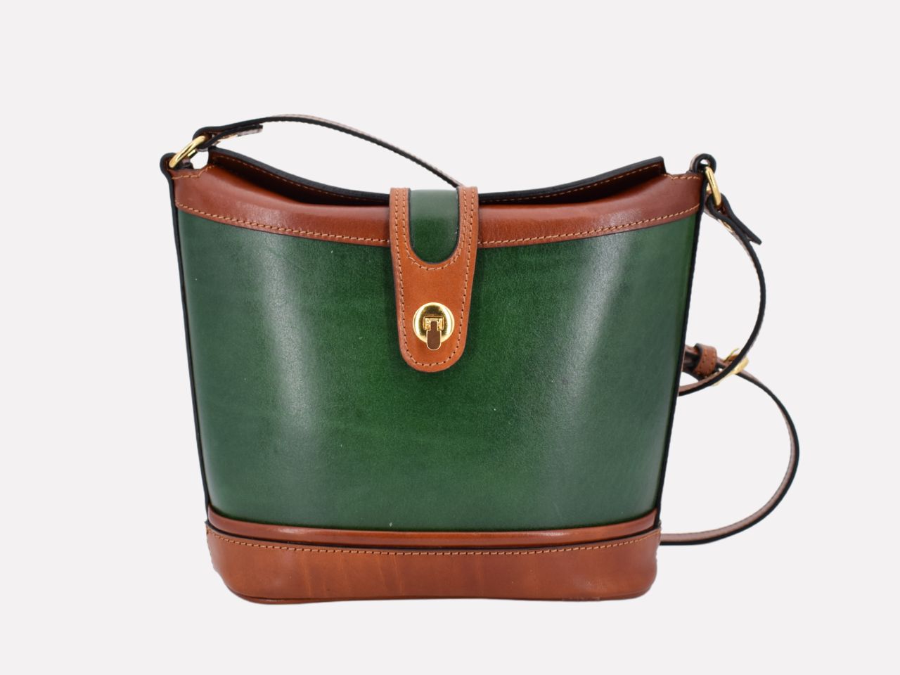 Aura, Italian leather "bucket" handbag designed and handcrafted in Rome by Riccardo Mancini