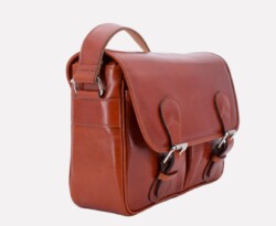 faunajrcognac01 Fauna Junior, Italian leather briefcase designed and handcrafted in Rome by Riccardo Mancini