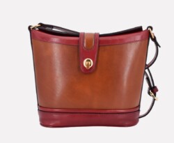 auracognacred0 Aura, Italian leather "bucket" handbag designed and handcrafted in Rome by Riccardo Mancini
