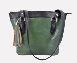 floragreenblack00 Flora, Italian leather shopping bag designed and handcrafted in Rome by Riccardo Mancini